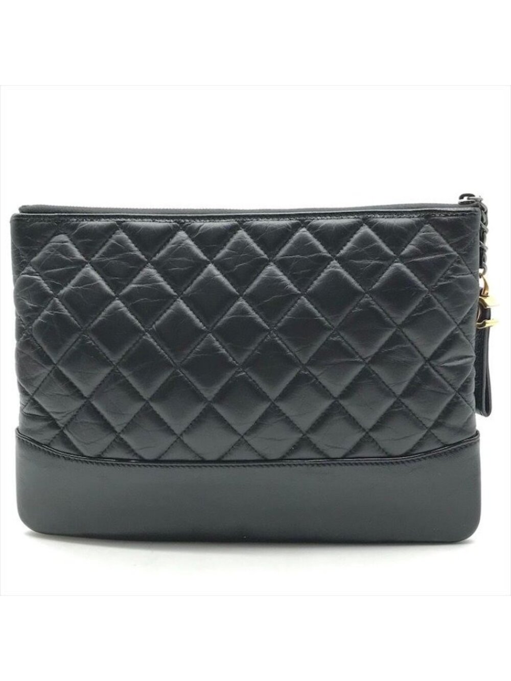 Chanel CC Logo Quilted Gabriel Lambskin Hand Clutch Black - Picture 2 of 10